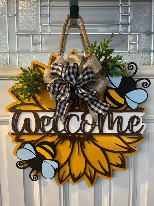 16” Sunflower Welcome Door Hanger
